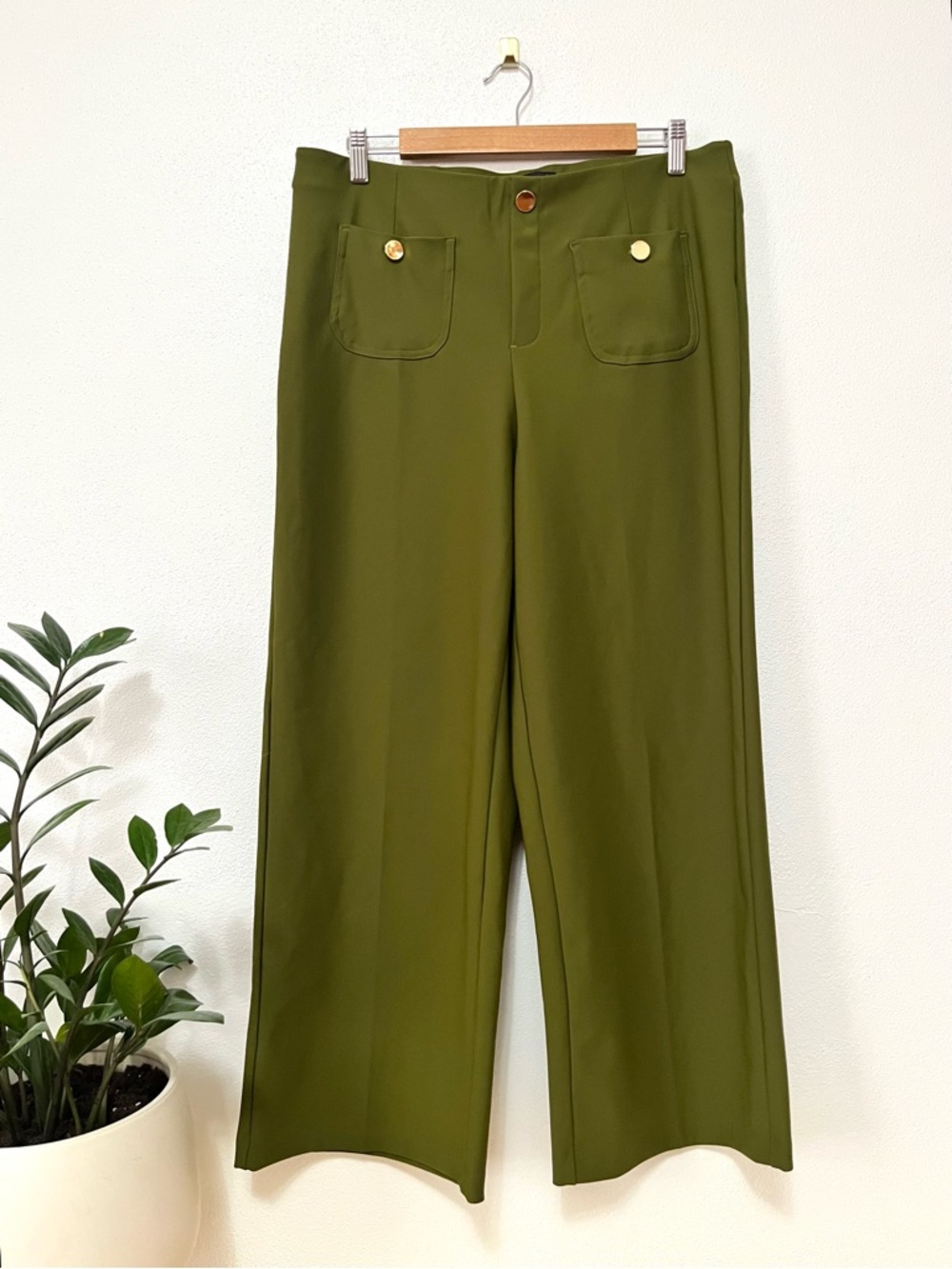 jules & leopold high rise crop sailor wide leg pant green anthropologie large